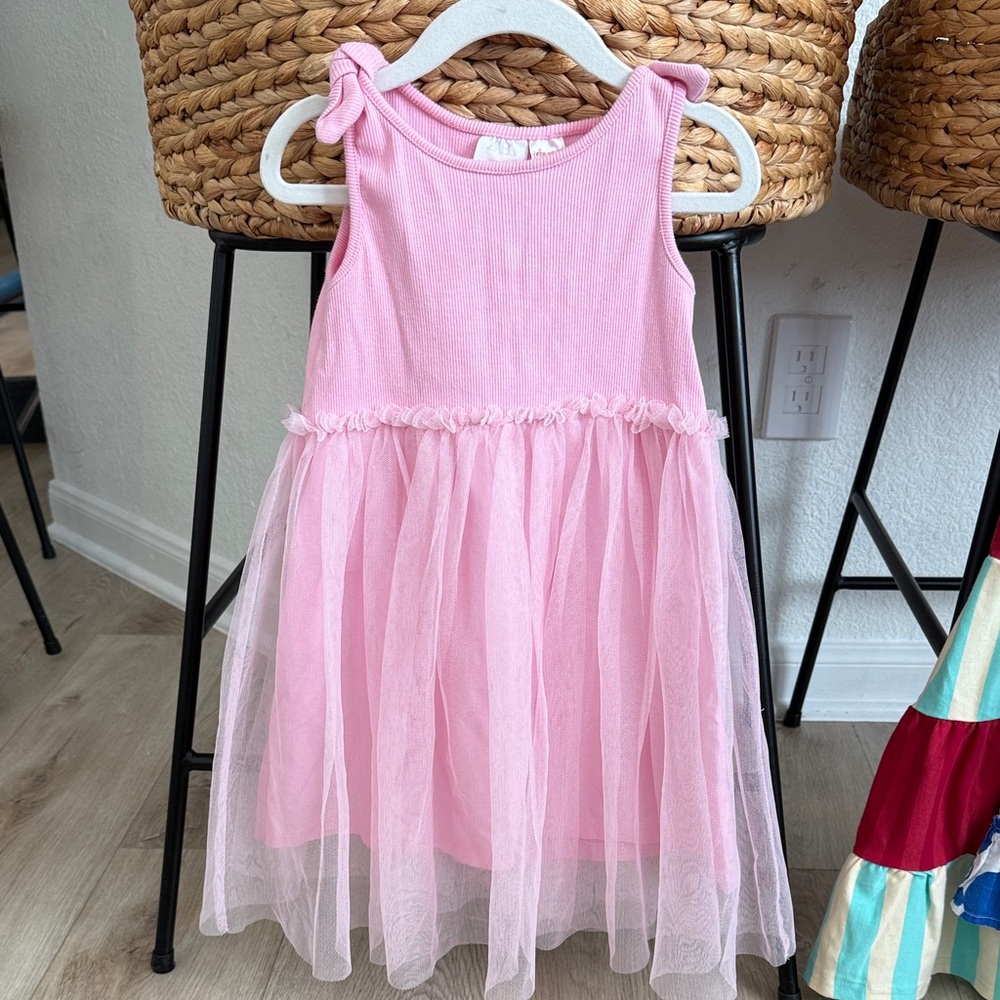 Zara Baby Girl Pink Tulle Dress Bow Shoulder Party Dress 3T